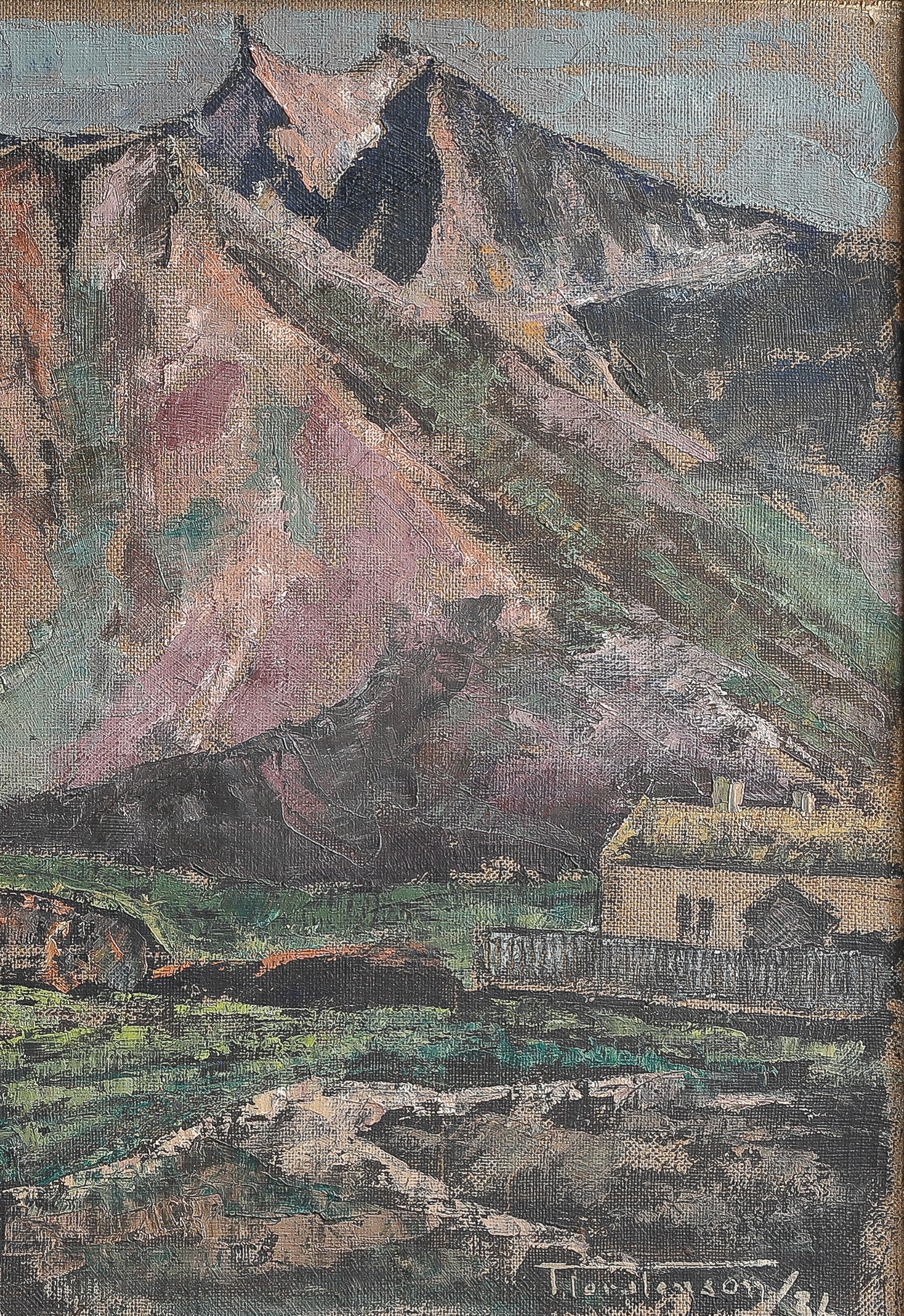 Vintage Original Coastal  Oil Painting of Lofoten From Sweden