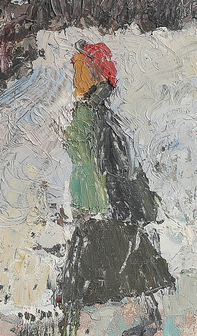 Vintage Art Room Sweden Original Mid Century Winterscape Oil Painting