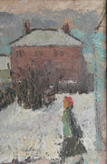 Load image into Gallery viewer, Vintage Art Room Sweden Original Mid Century Winterscape Oil Painting
