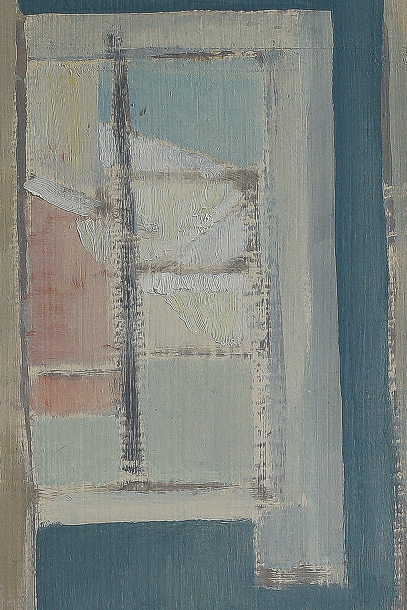 Vintage Original Oil Painting Interior Scene 1956