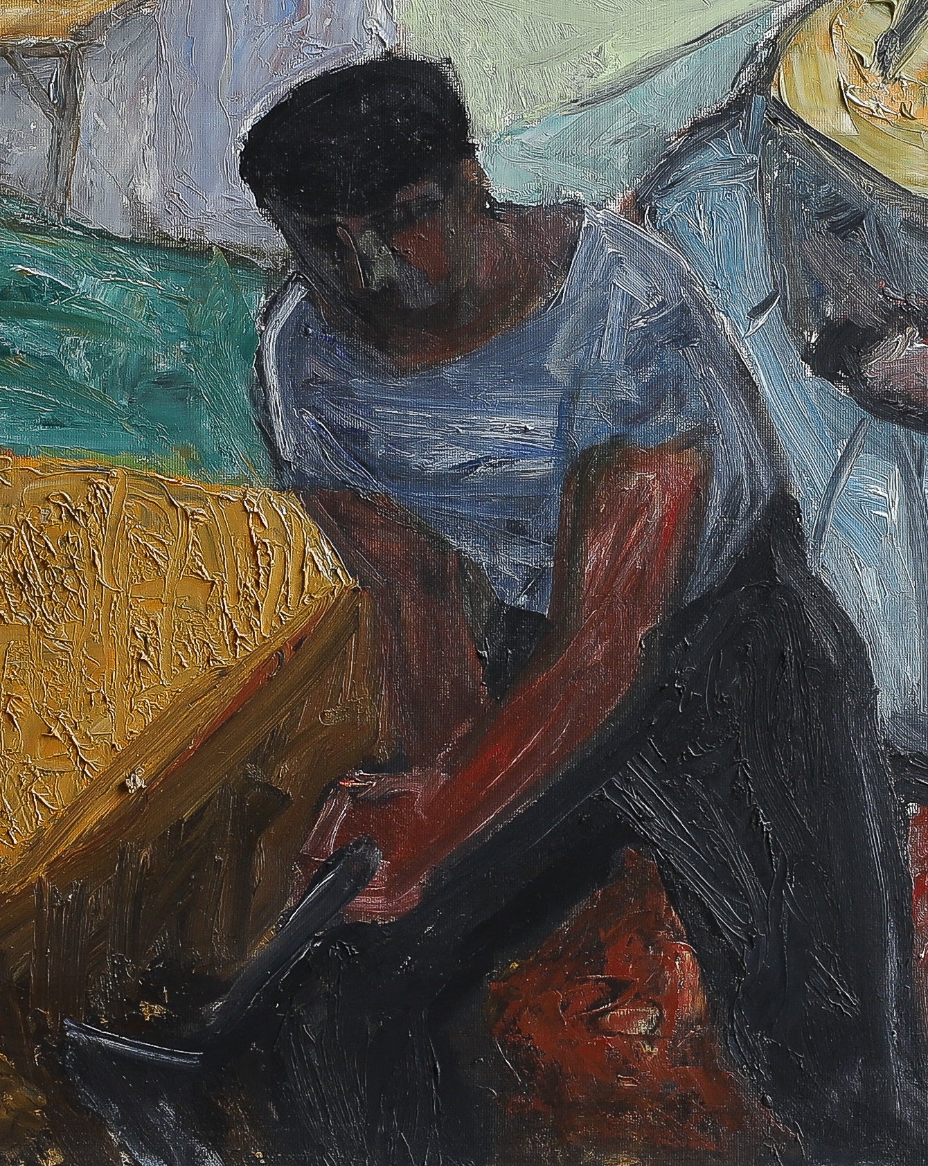 Vintage Art Room Mid Century Original Oil Painting By GS Malm from Sweden