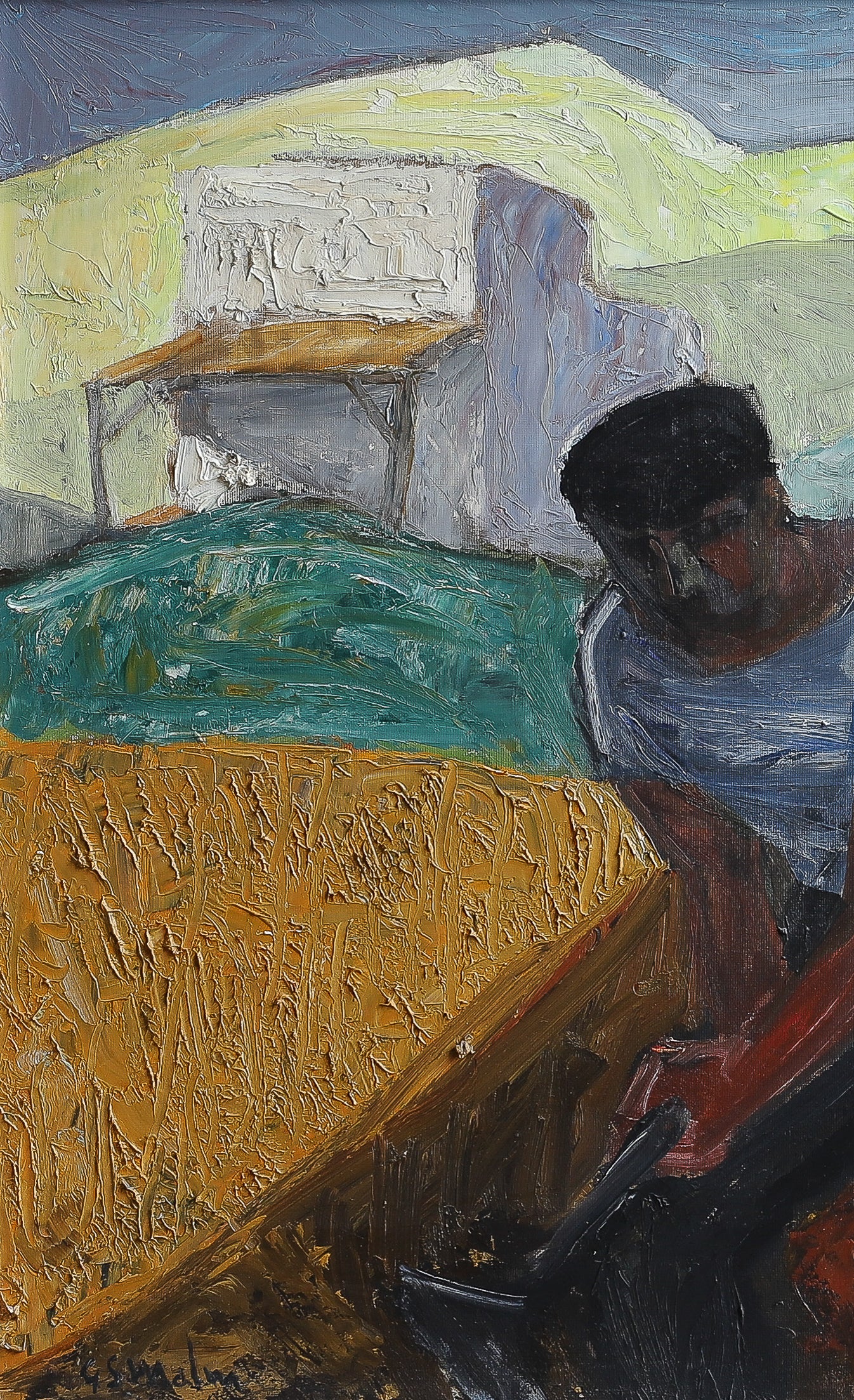 Vintage Art Room Mid Century Original Oil Painting By GS Malm from Sweden