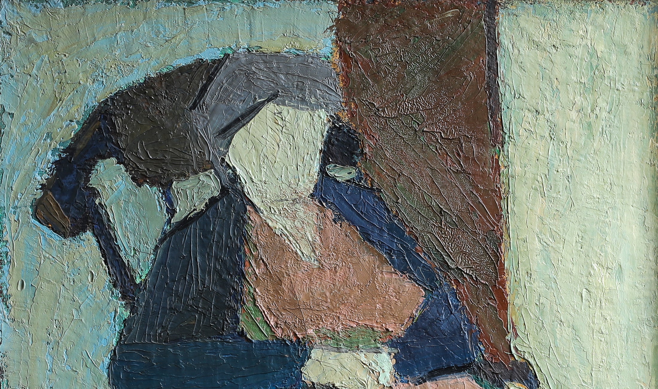 Original Vintage Mid Century Figurative Painting From Sweden