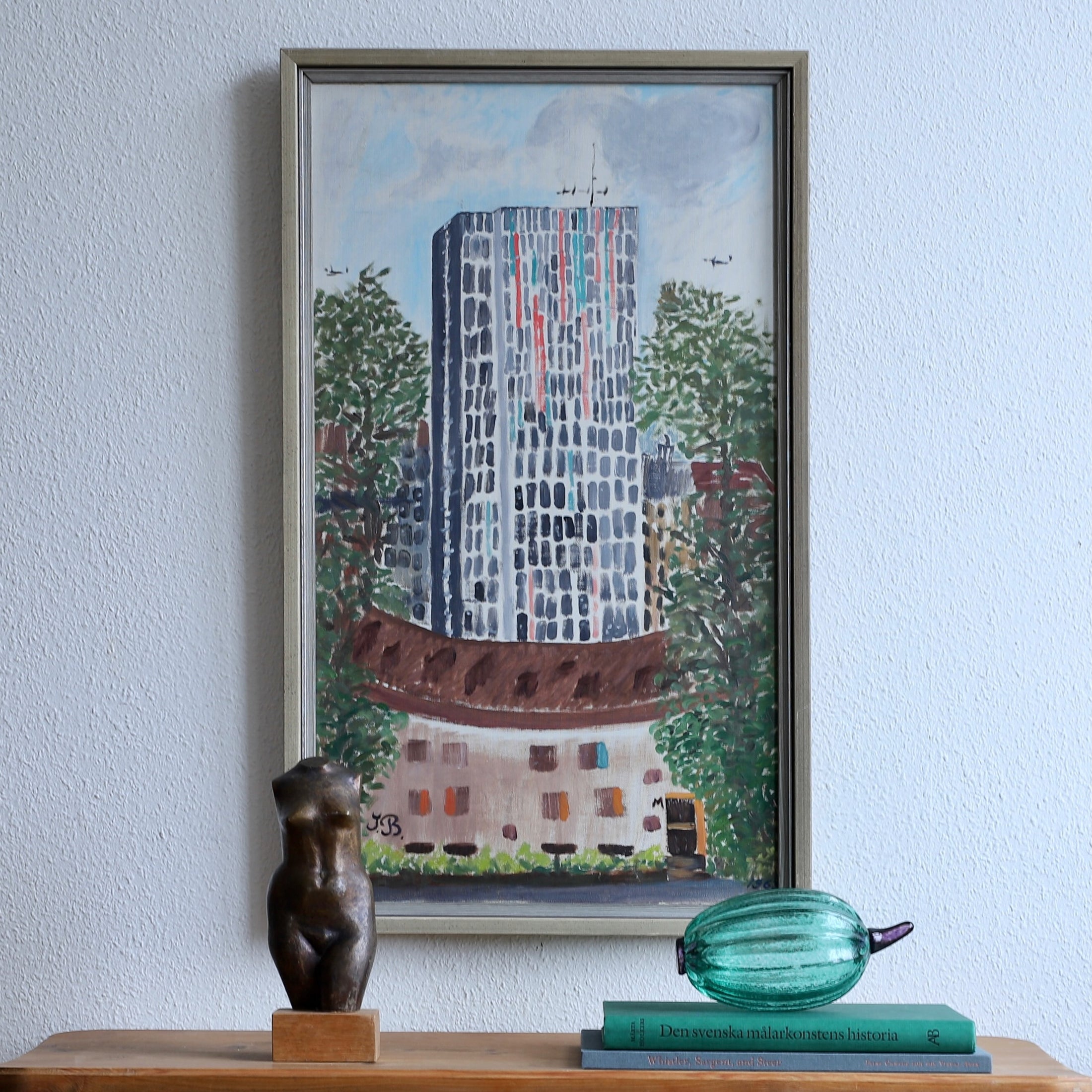 Mid Century Original Oil Painting Vintage Art Sweden