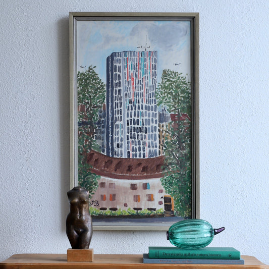 Mid Century Original Oil Painting Vintage Art Sweden