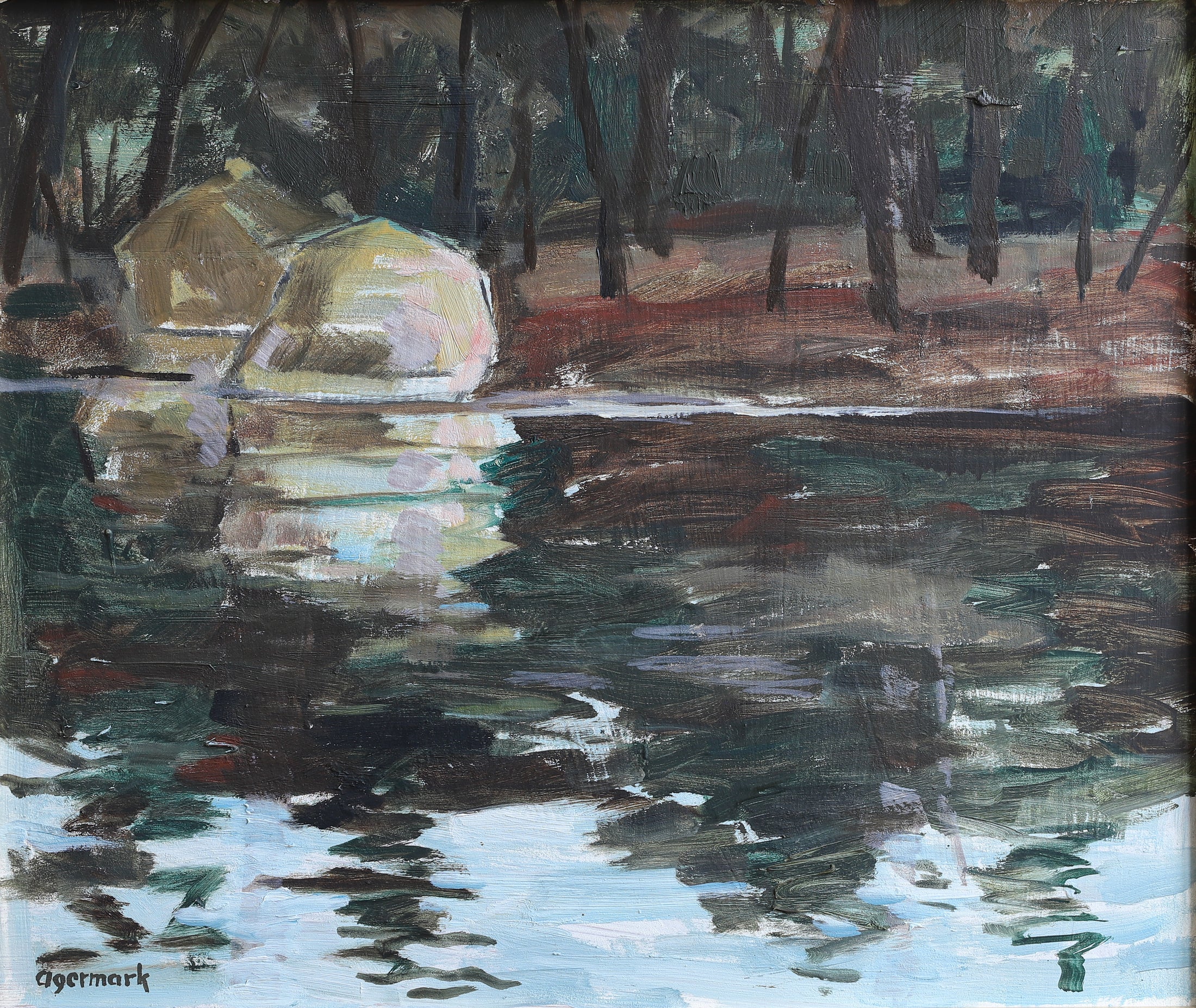 Vintage Original Mid Century Oil Painting From Sweden