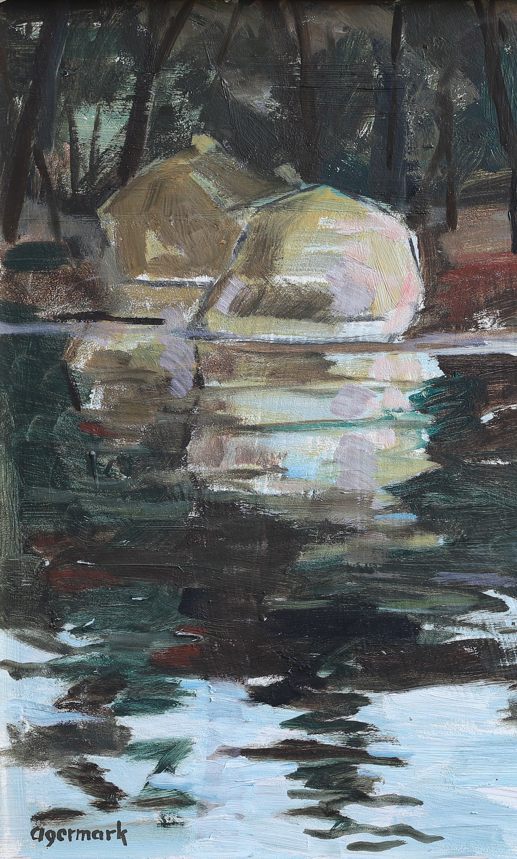 Vintage Original Mid Century Oil Painting From Sweden