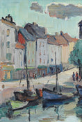Load image into Gallery viewer, Colorful Vintage Original Harbor Oil Painting From Sweden
