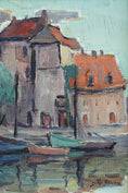Load image into Gallery viewer, Colorful Vintage Original Harbor Oil Painting From Sweden
