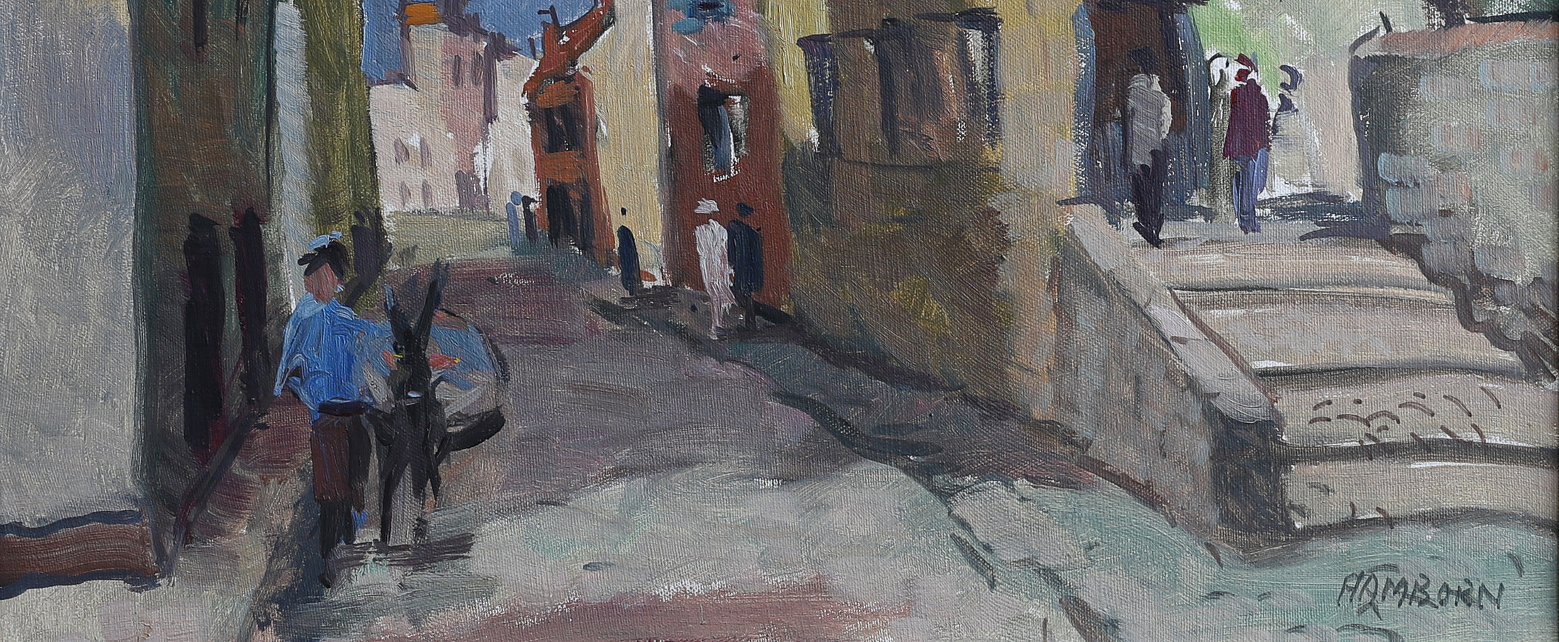 Vintage Mid Century Original Oil Painting of Menton France