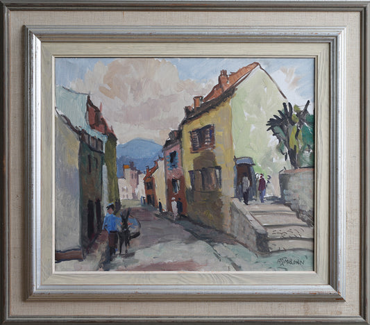 Vintage Mid Century Original Oil Painting of Menton France