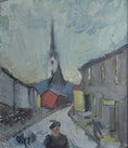 Load image into Gallery viewer, Mid Century Vintage Street Scene Oil Painting from Sweden 1948
