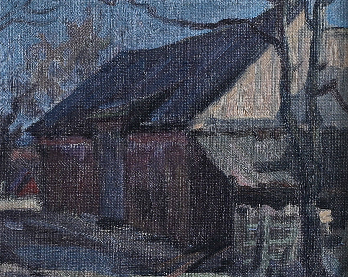 Vintage Original Farmhouse Oil Painting from Sweden
