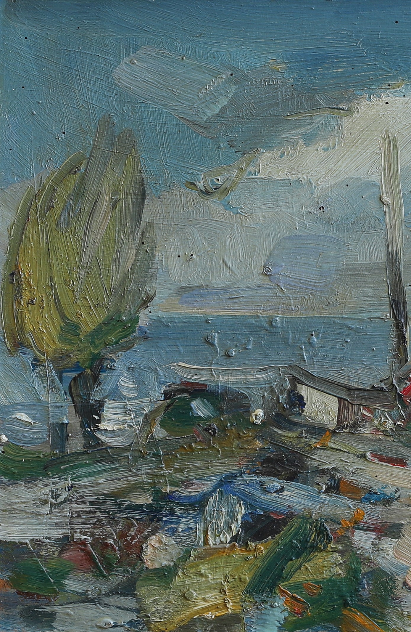 Mid Century Vintage Art Original Oil Painting from Sweden