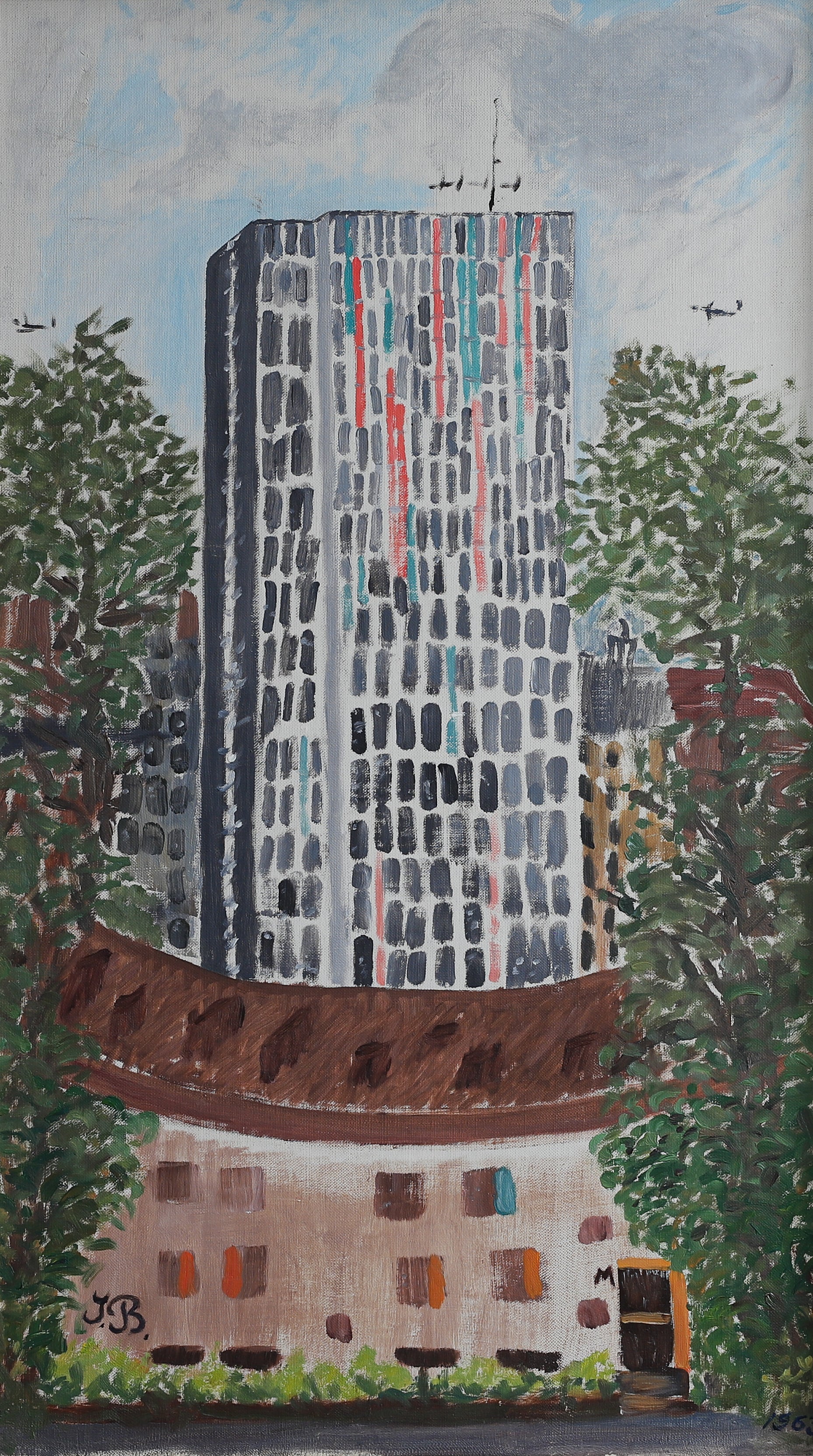 Mid Century Original Oil Painting Vintage Art Sweden