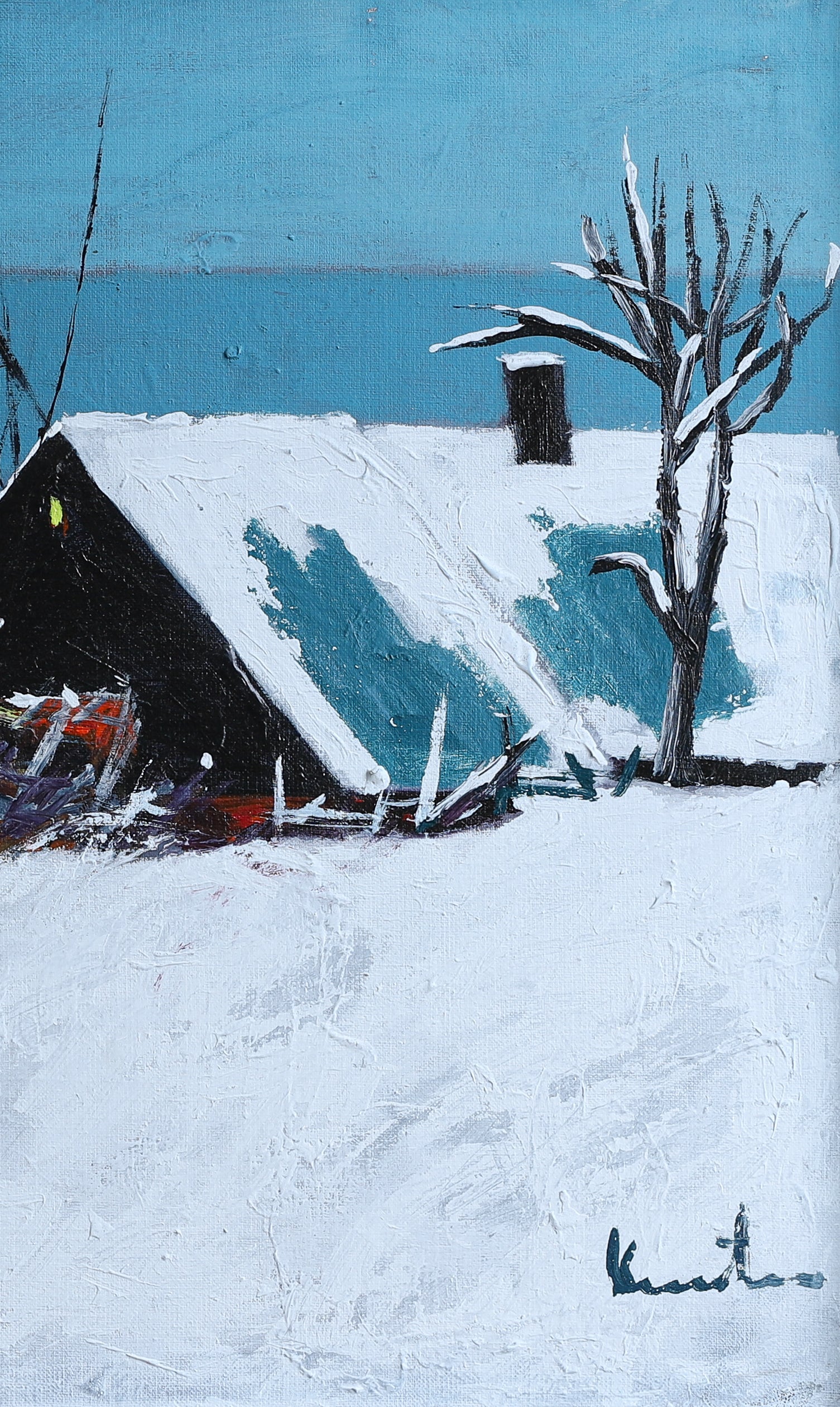 Mid Century Original Oil Painting From Sweden by K Christensen