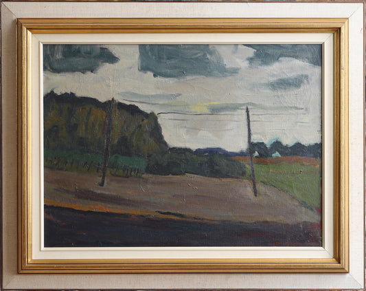 Mid Century Vintage Art Room Landscape Oil Painting 1952