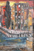 Load image into Gallery viewer, Mid Century Original Cityscape Oil Painting from Sweden
