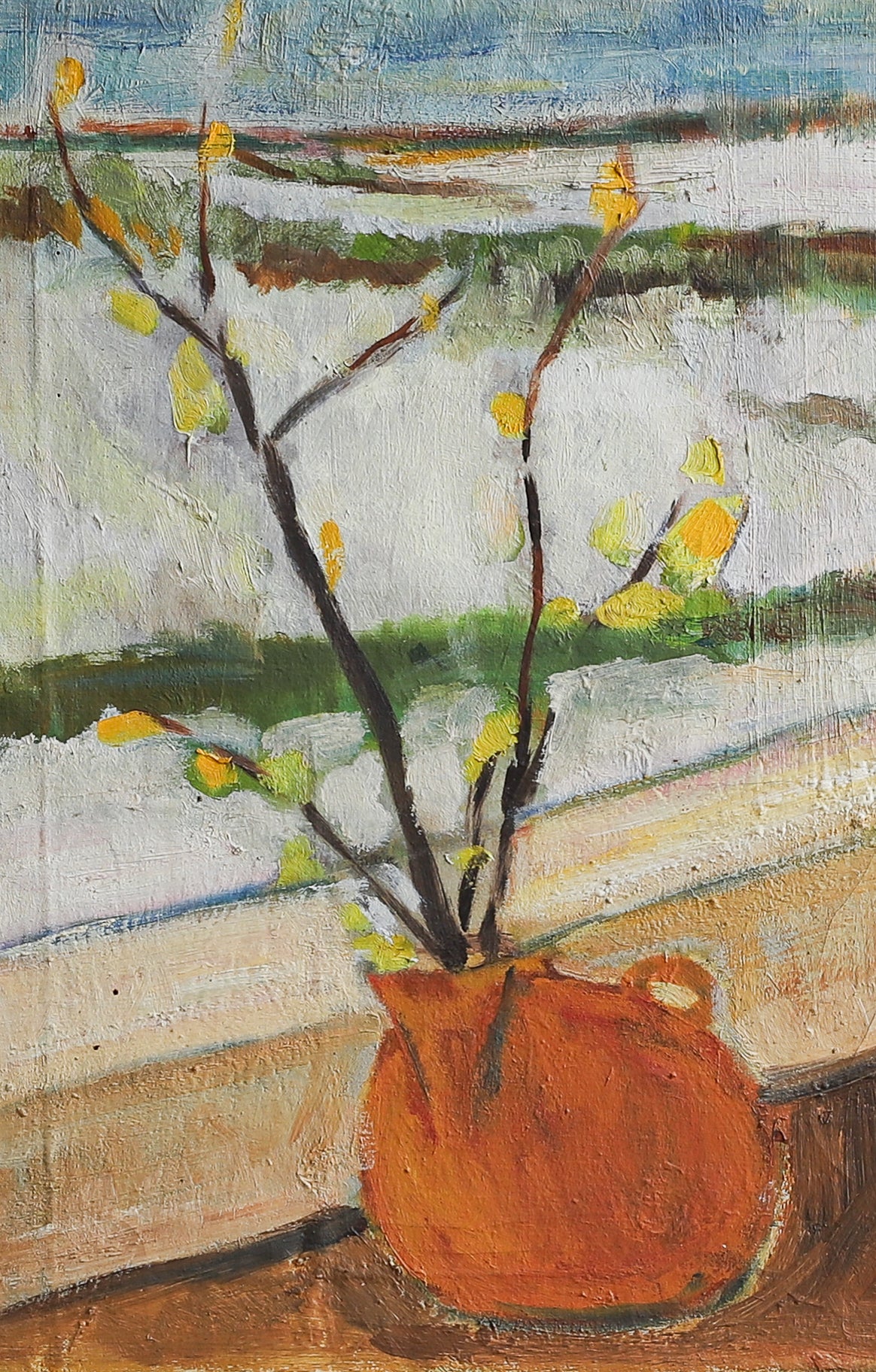 Vintage Mid Century Original Interior Oil Painting from Sweden