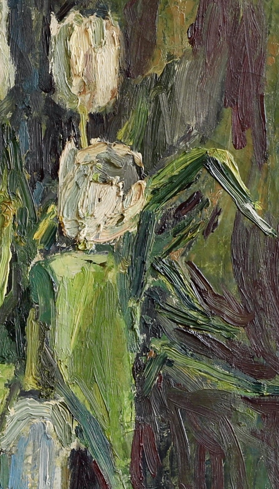 Mid Century Original Still Life Oil Painting of Tulips From Sweden