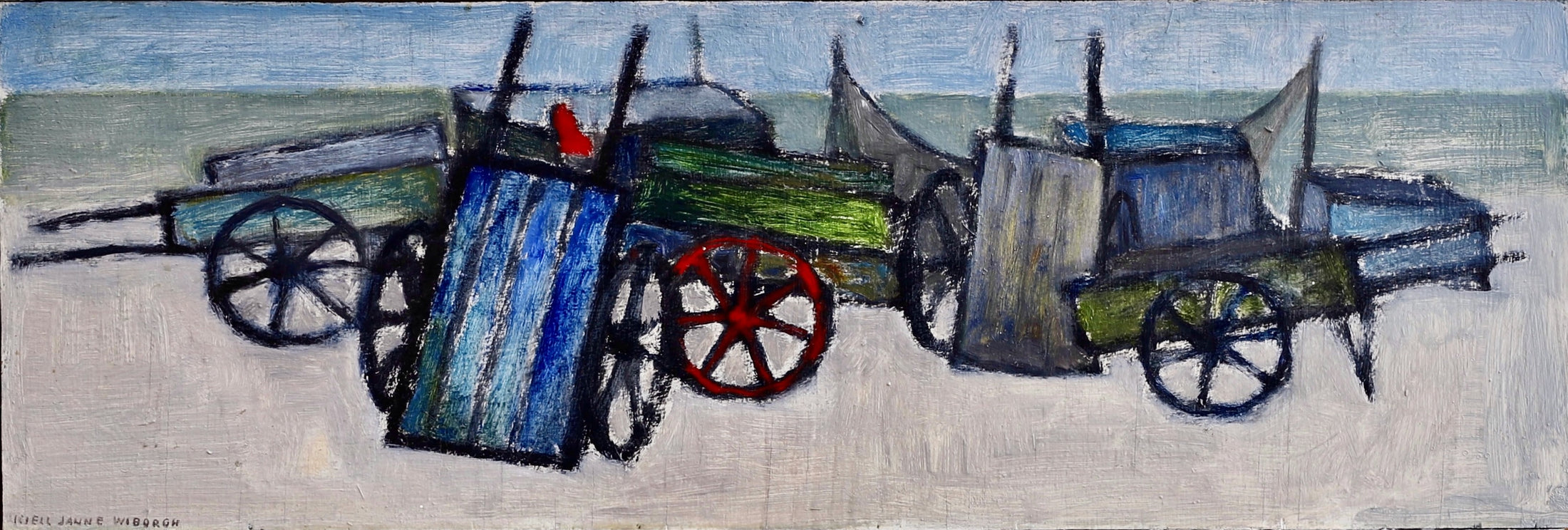 Vintage Mid Century Coastal Oil Painting 1965