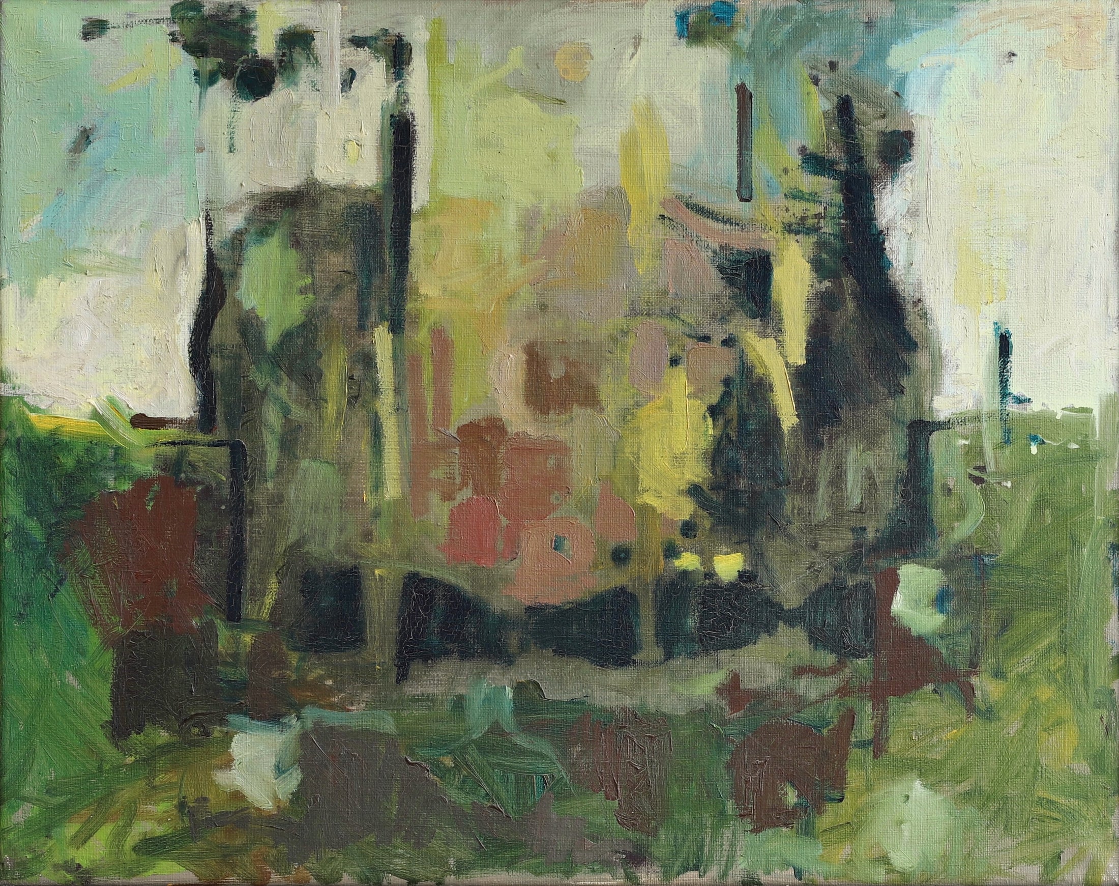 Mid Century Original Vintage Abstract Oil Painting from Sweden