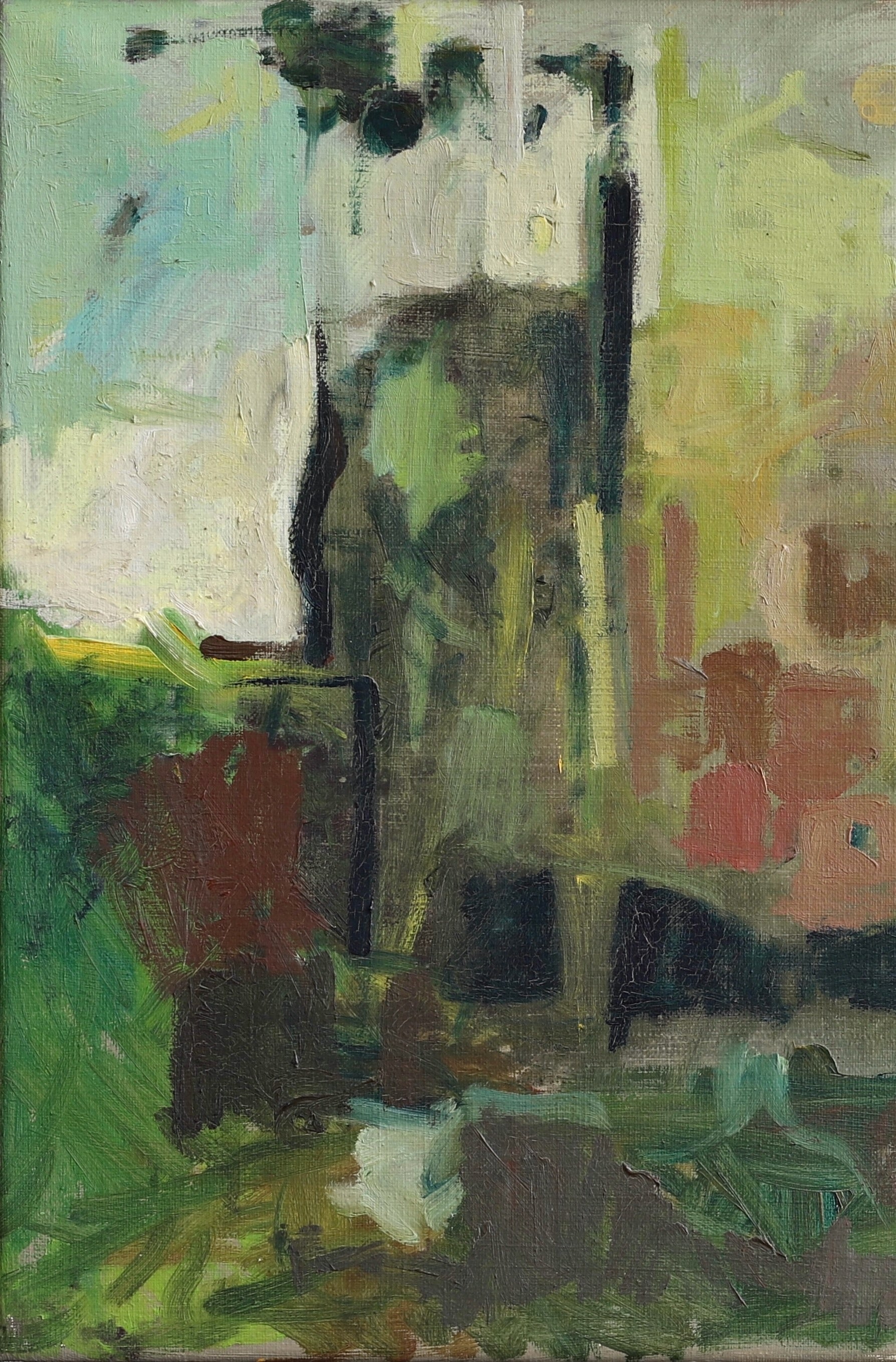 Mid Century Original Vintage Abstract Oil Painting from Sweden