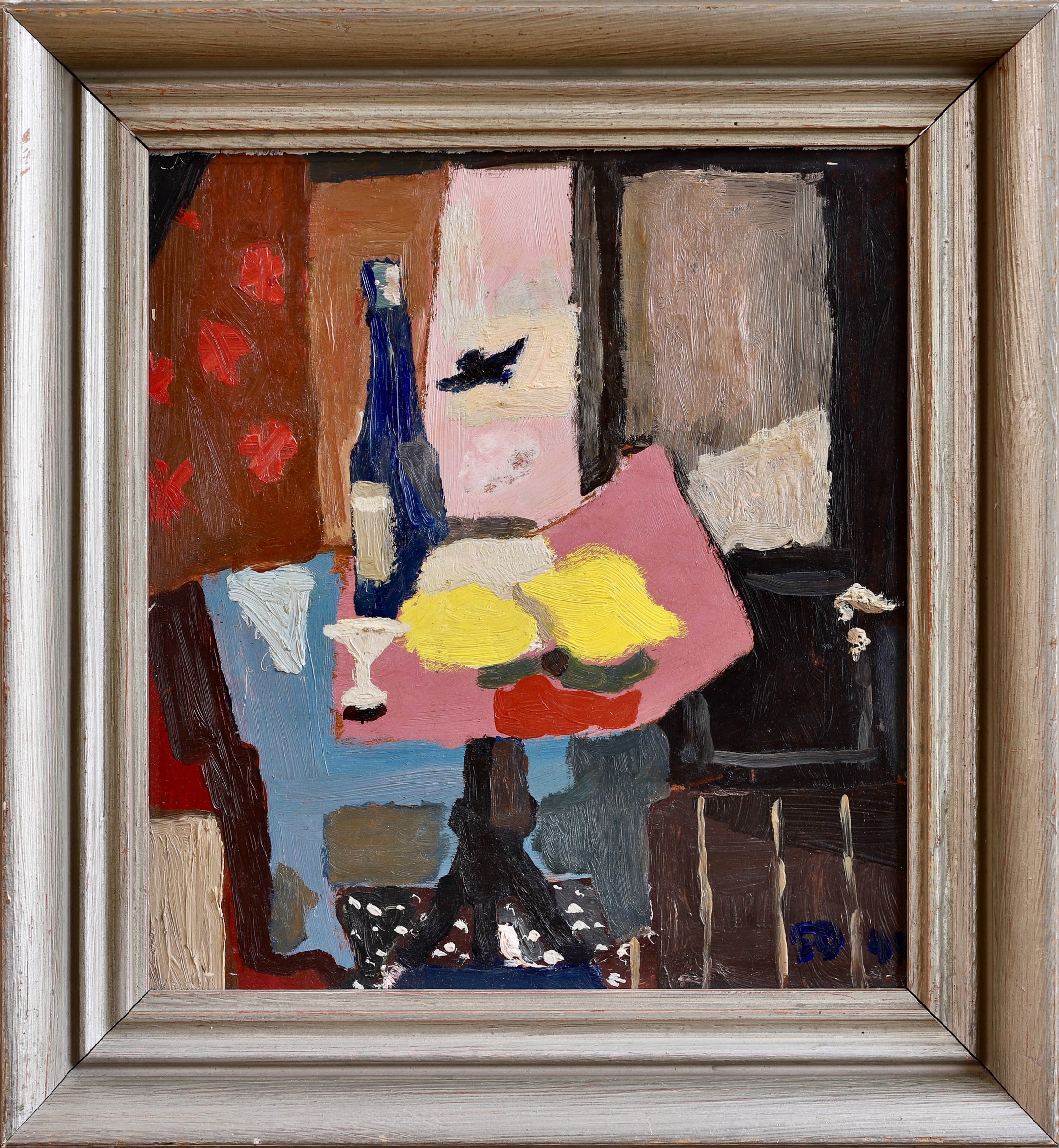 Swedish Vintage Art Interior Oil Painting From Sweden 1949