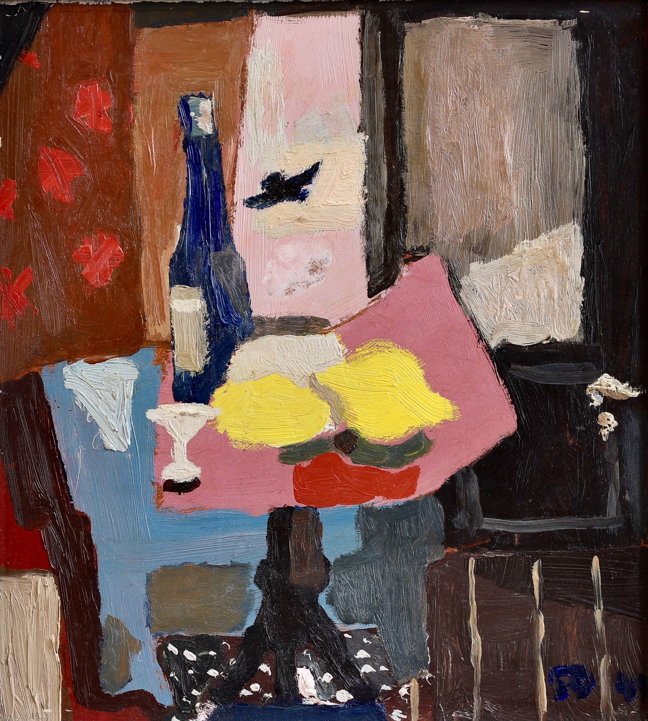 Swedish Vintage Art Interior Oil Painting From Sweden 1949