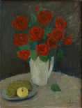 Load image into Gallery viewer, Original Red Roses Still Life Oil Painting Vintage Mid Century from Sweden
