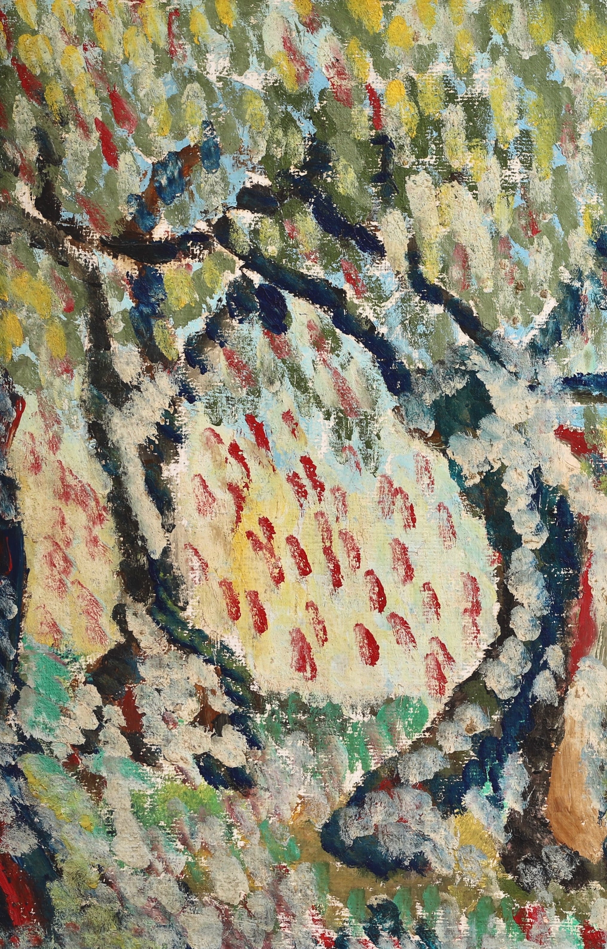 Mid Century Vintage Abstract Landscape Oil Painting From Sweden