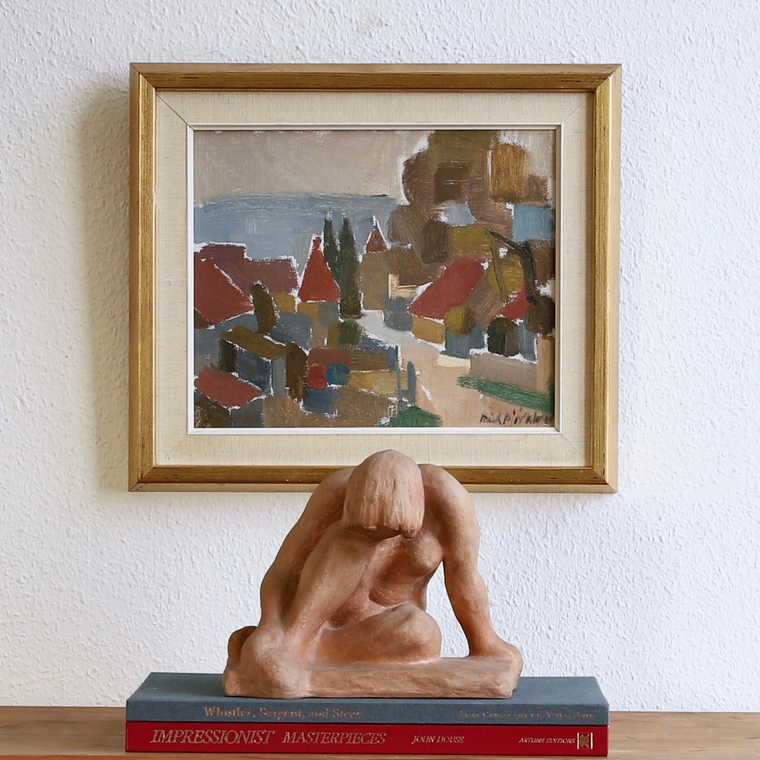 Vintage Art Room Original Coastal Oil Painting from Sweden