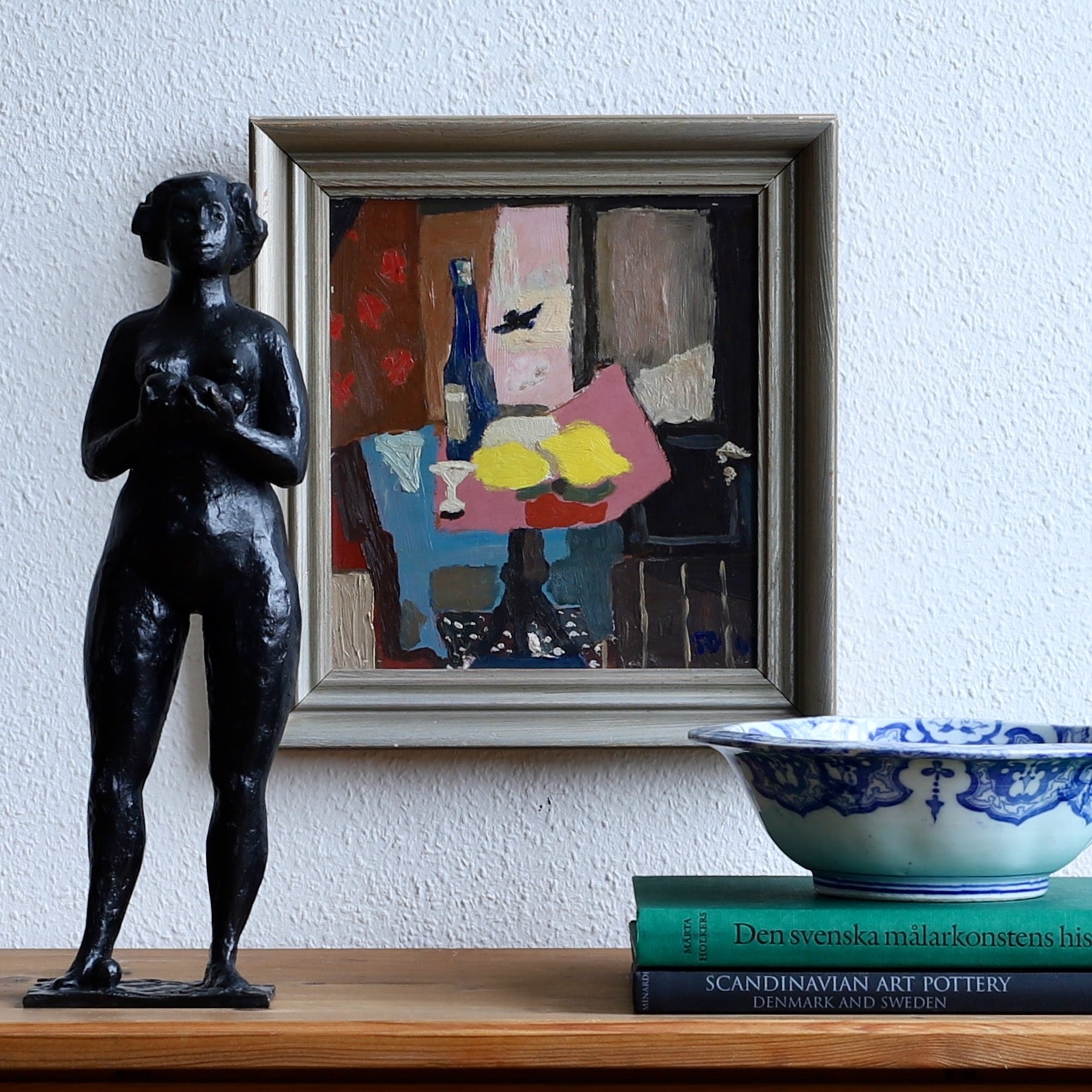 Swedish Vintage Art Interior Oil Painting From Sweden 1949