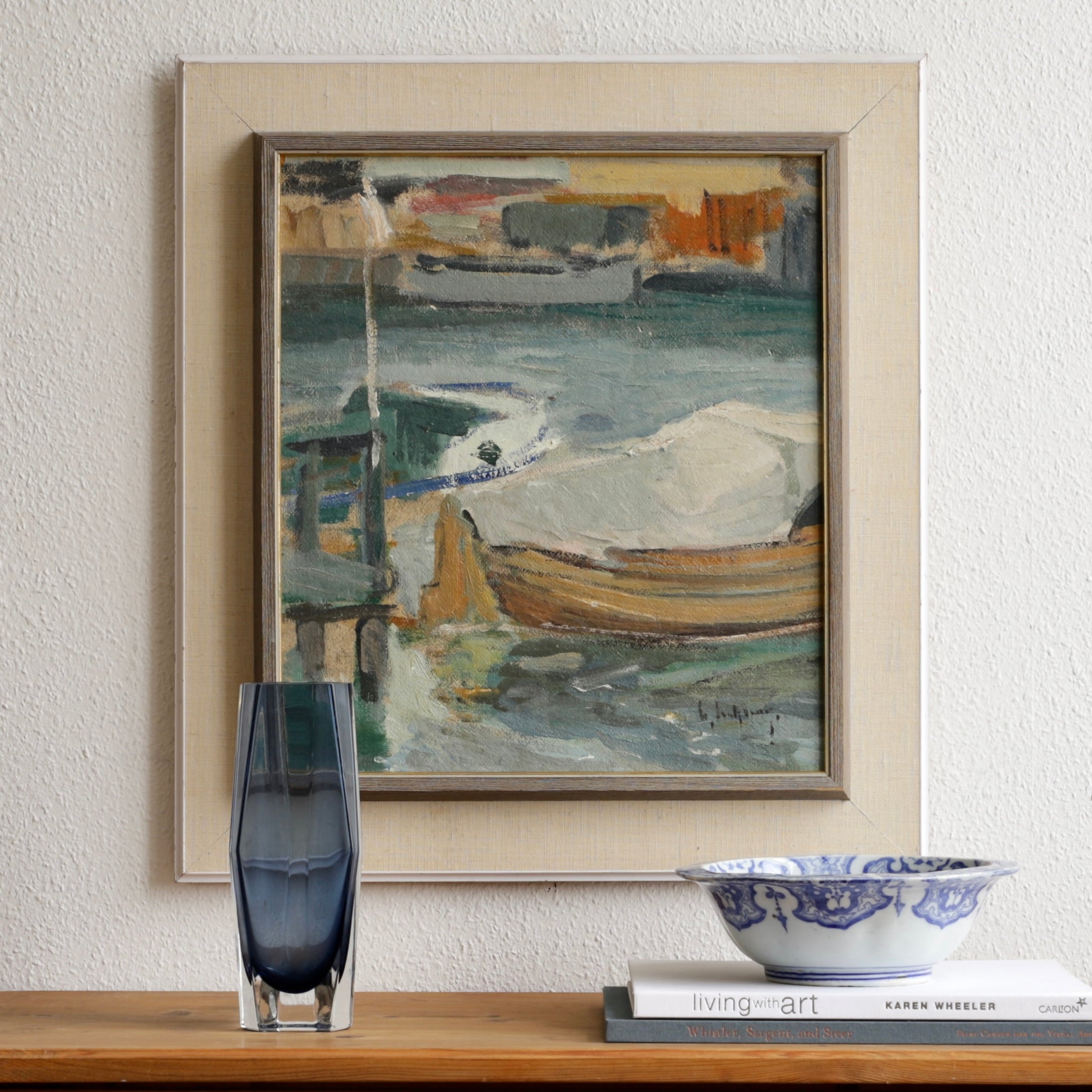 Vintage Mid Century Oil Painting From Sweden by G Isaksson