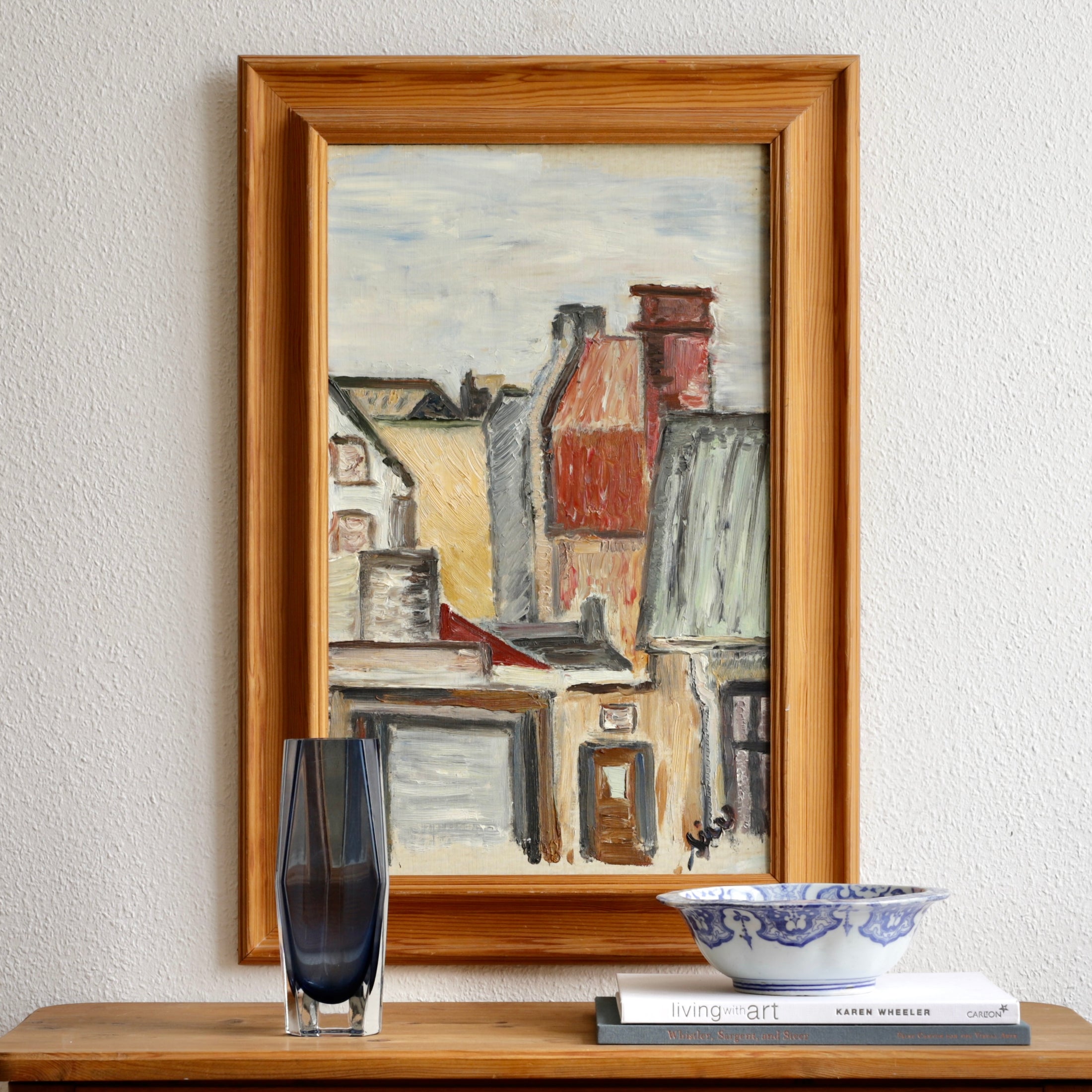 Vintage Original Mid Century Cityscape from Sweden