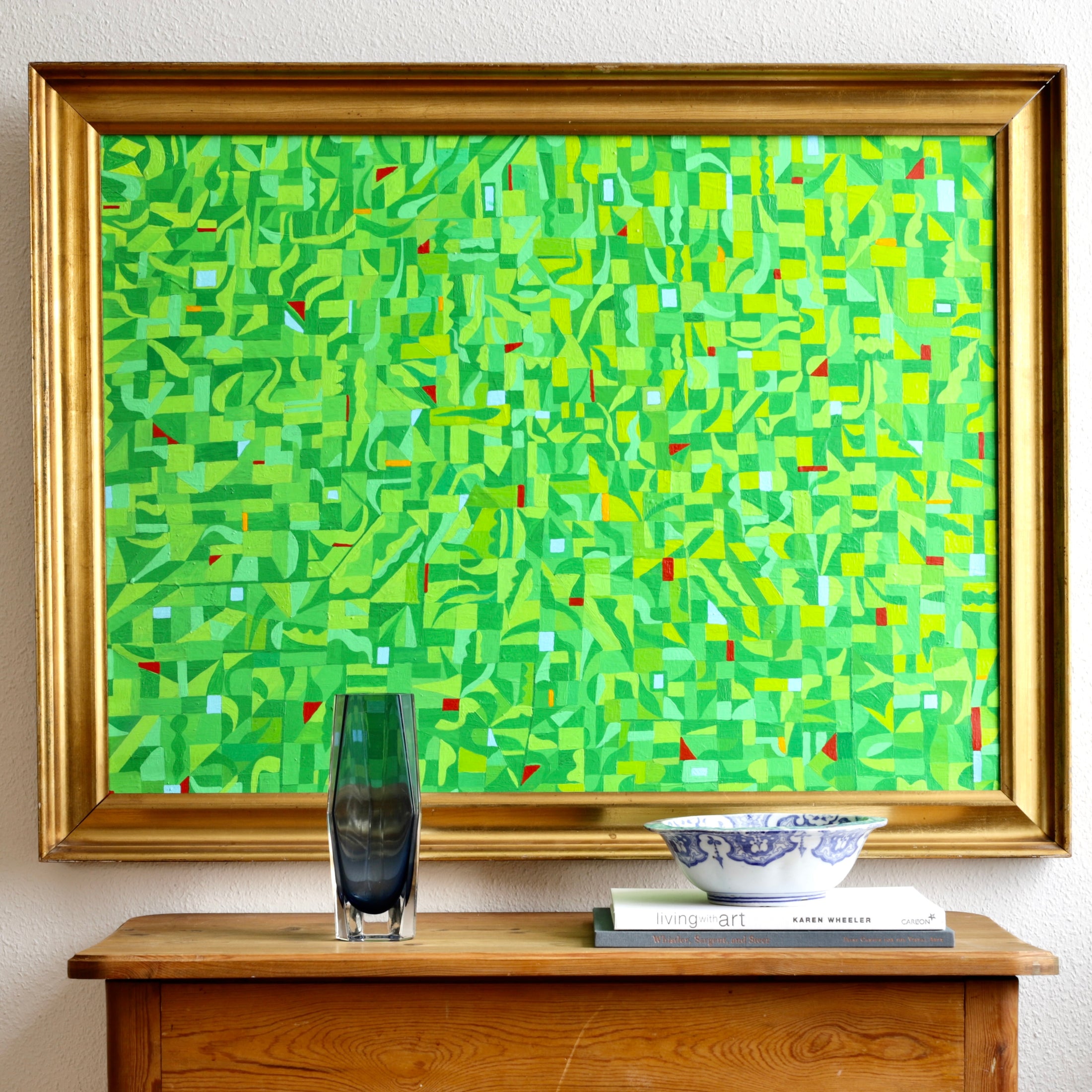 Vintage Mid Century Art Large Original Abstract Oil Painting from Sweden