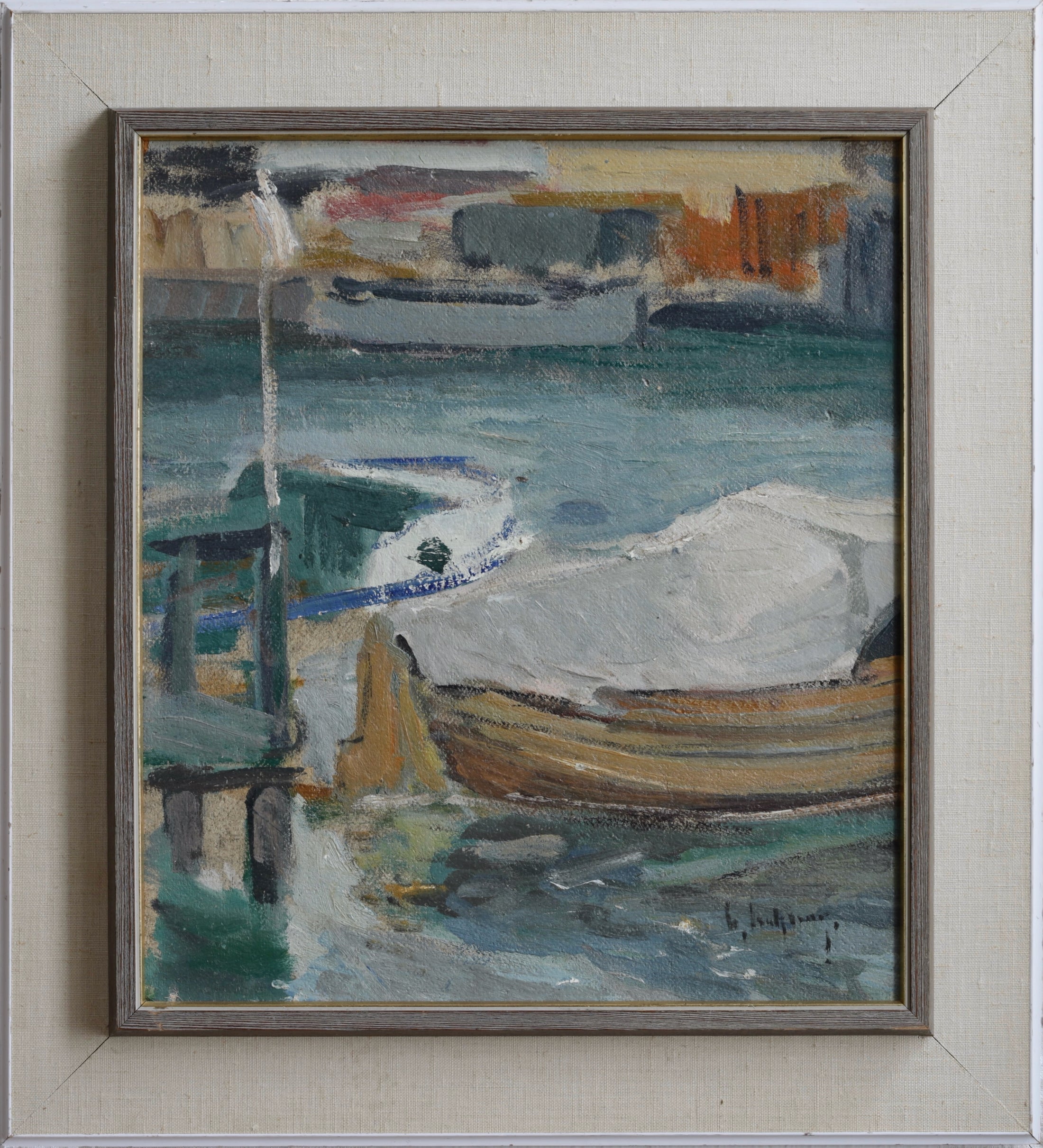 Vintage Mid Century Oil Painting From Sweden by G Isaksson