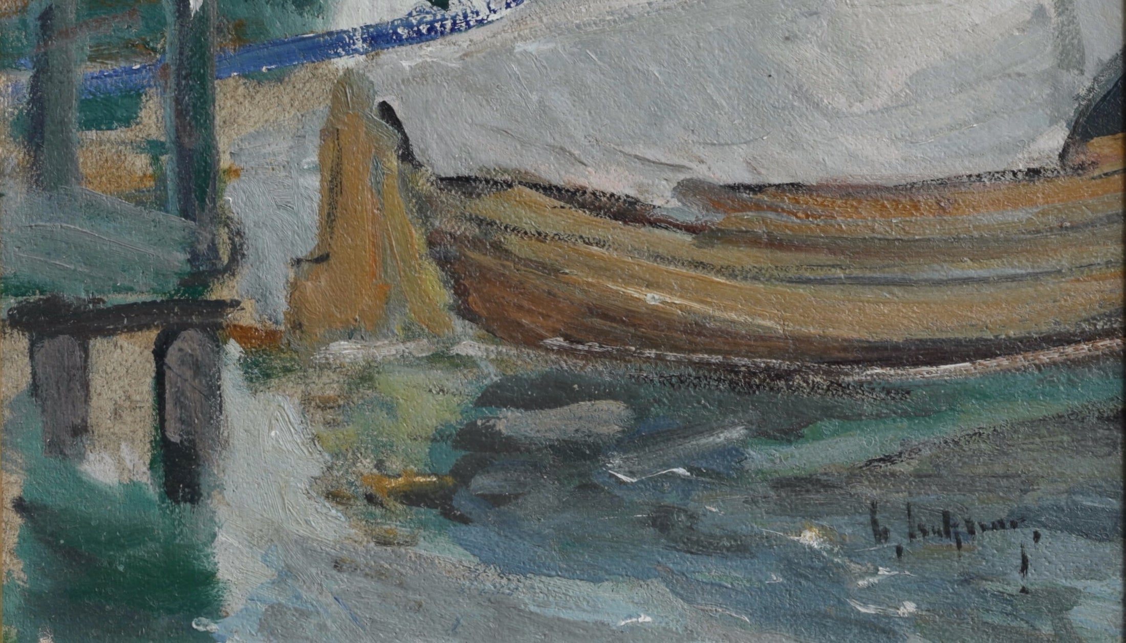 Vintage Mid Century Oil Painting From Sweden by G Isaksson