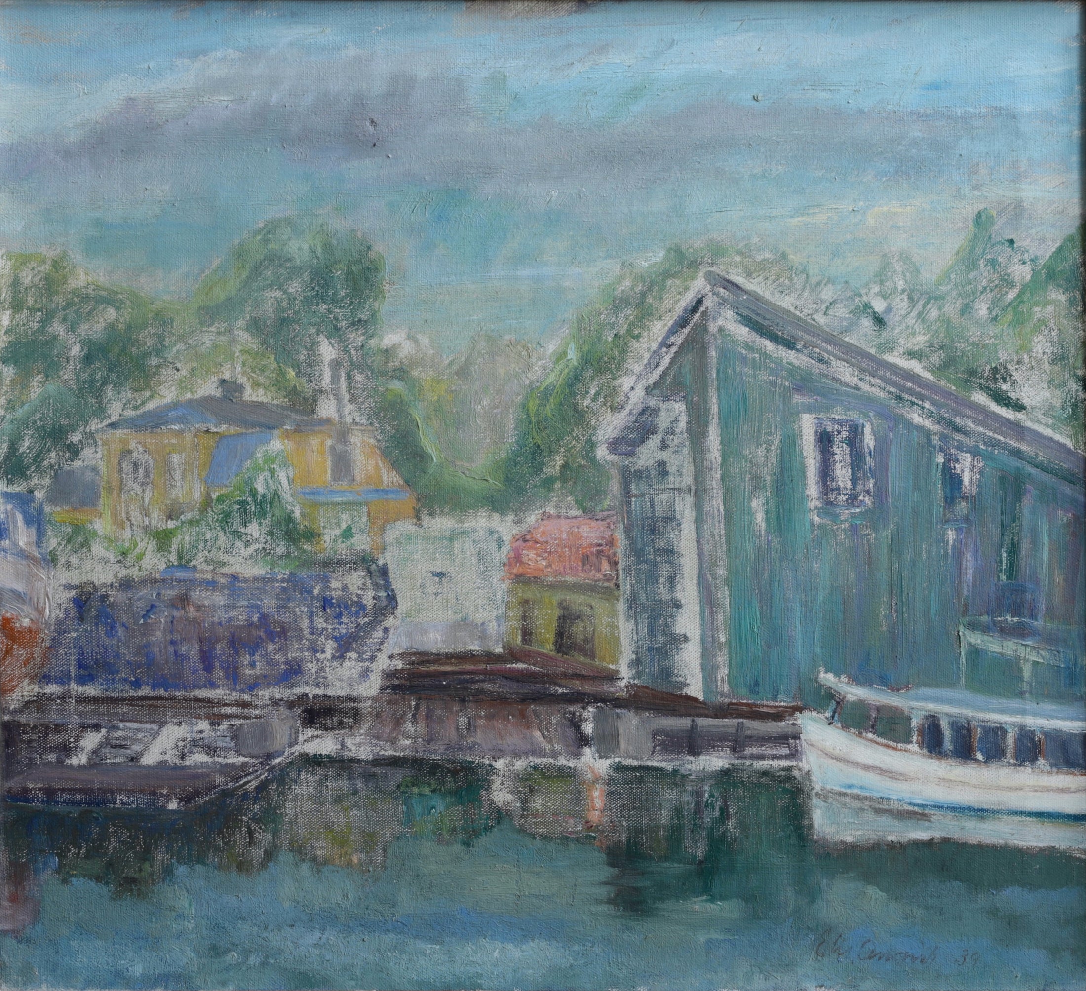 Vintage Art Room Mid Century Original Oil Painting from Sweden