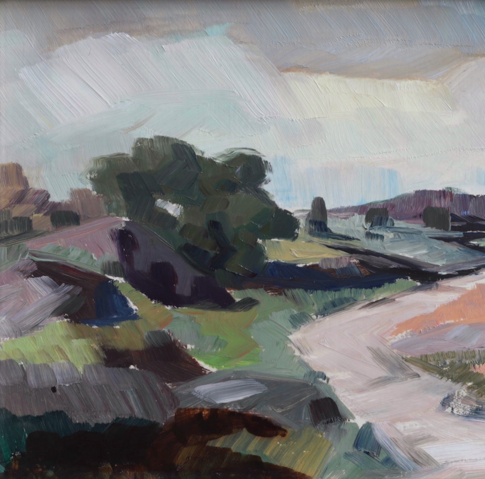 Vintage Mid Century Original Landscape Oil Painting from Sweden