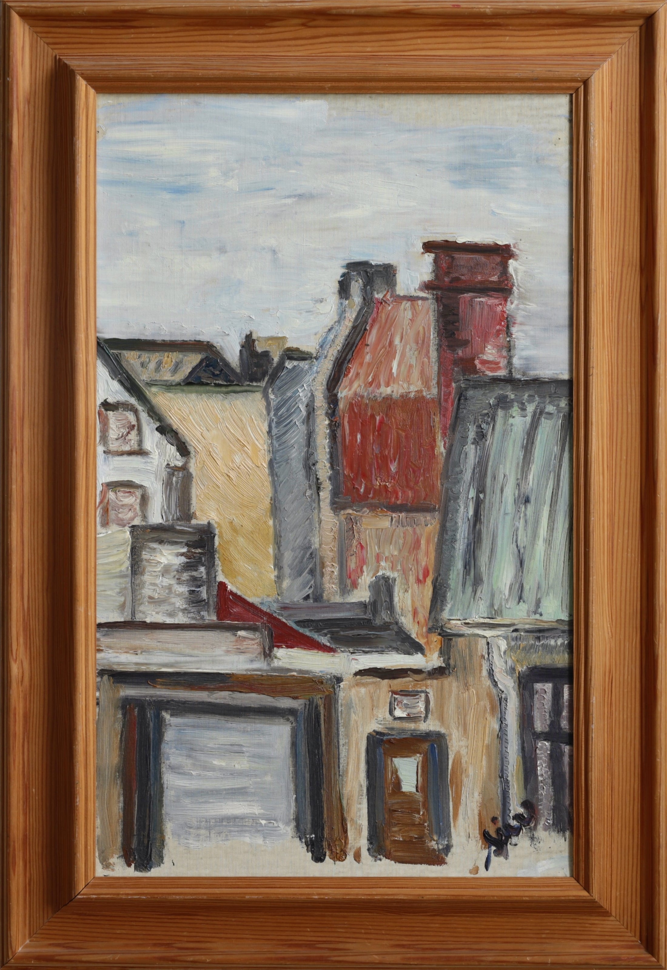 Vintage Original Mid Century Cityscape from Sweden