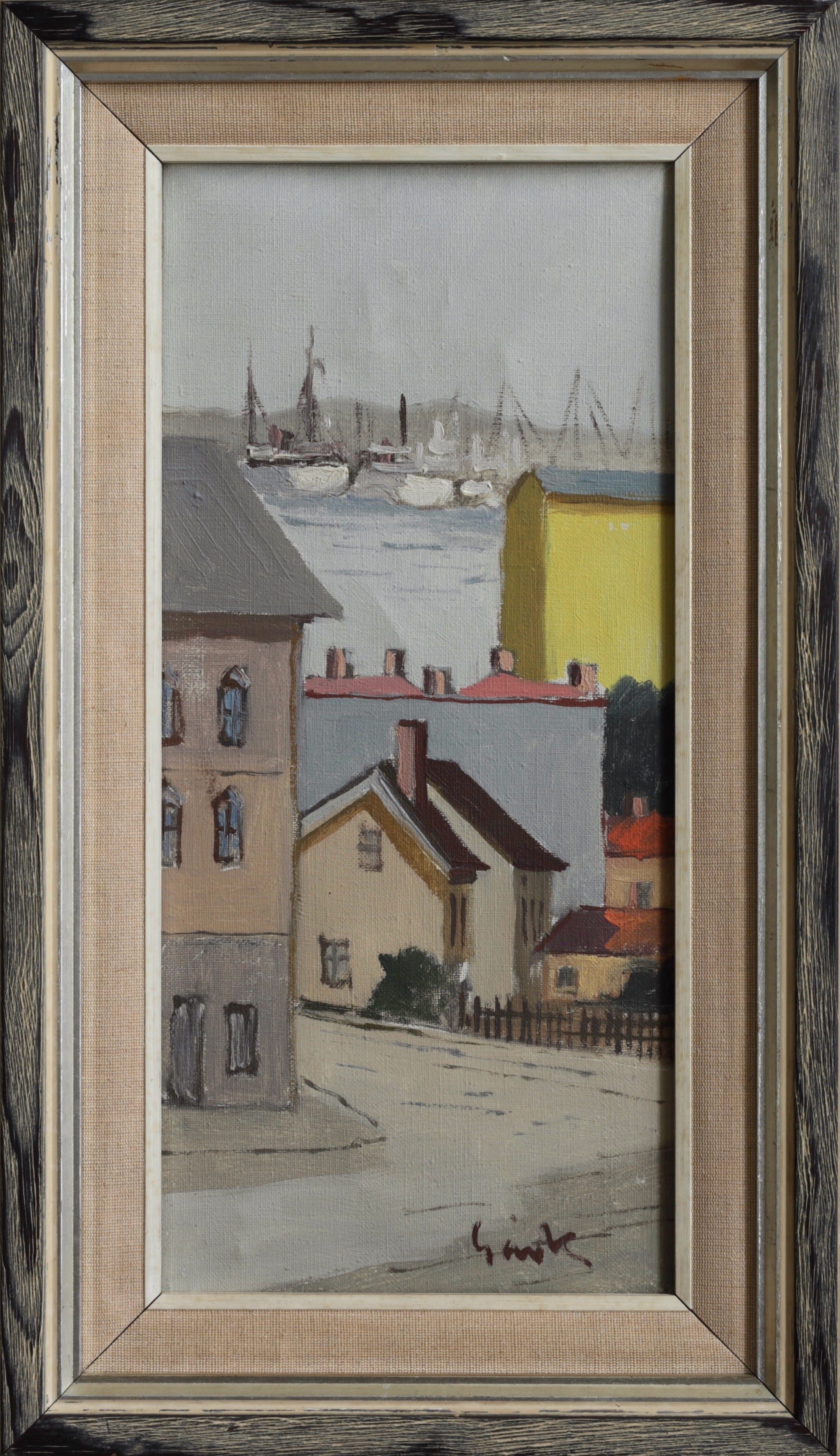 Vintage Art Room Original Oil Painting from Sweden by T Gavik