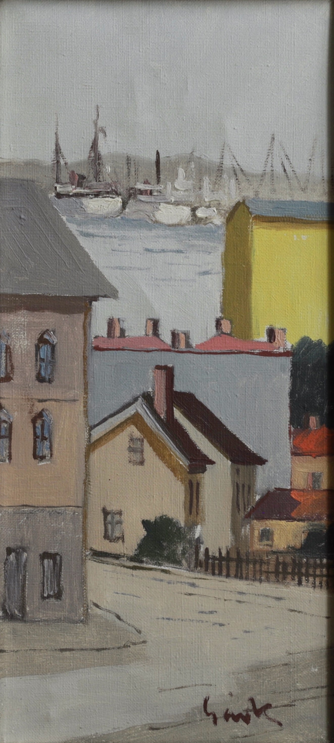 Vintage Art Room Original Oil Painting from Sweden by T Gavik