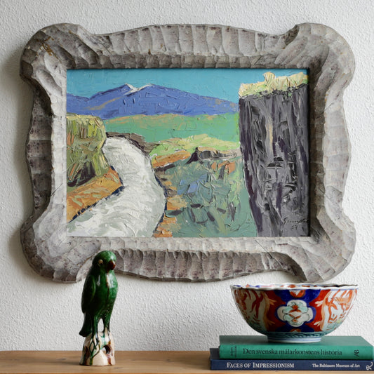 Mid Century Original Vintage Art Landscape Oil Painting