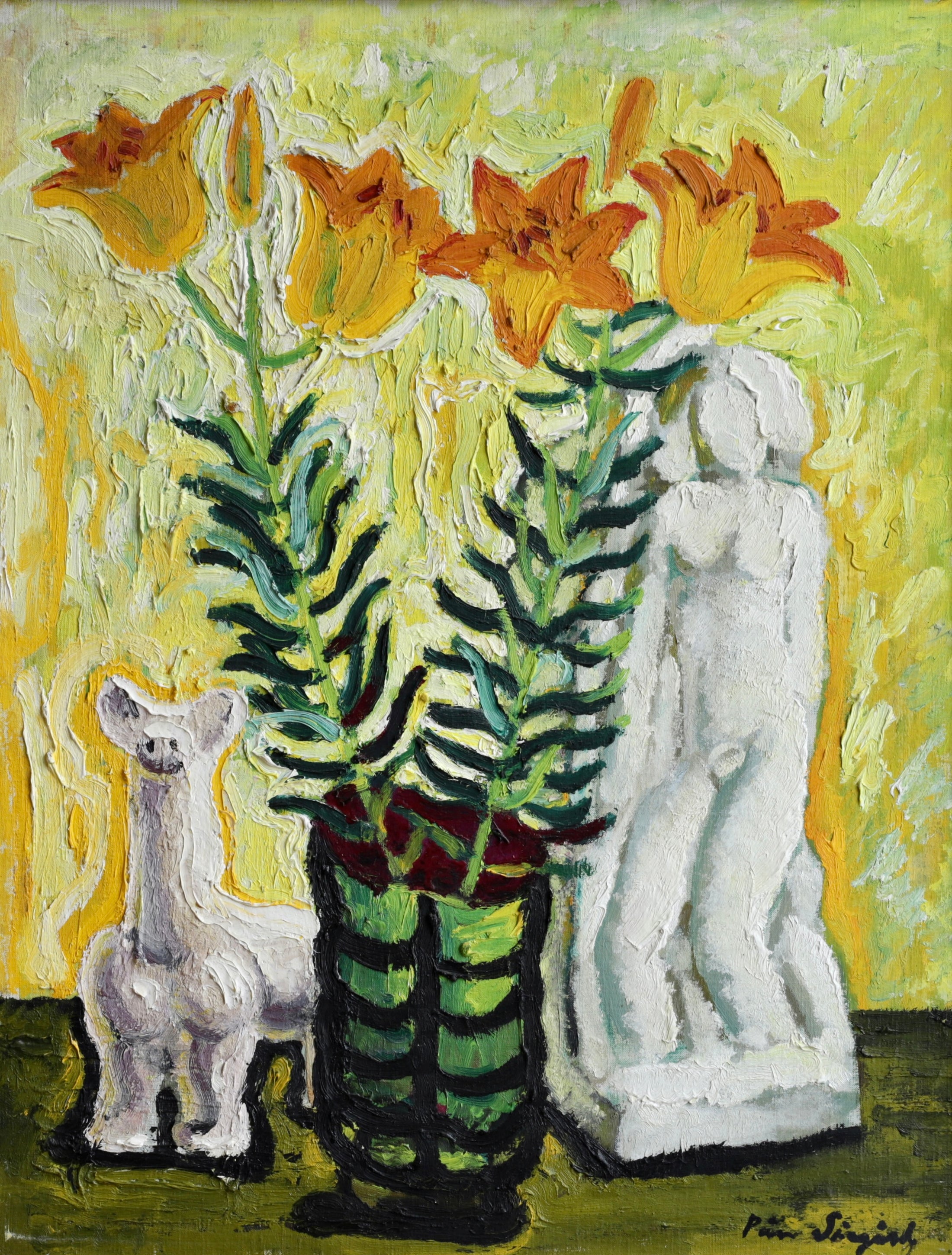 RESERVED GR Vintage Mid Century Original Still Life Oil Painting from Sweden