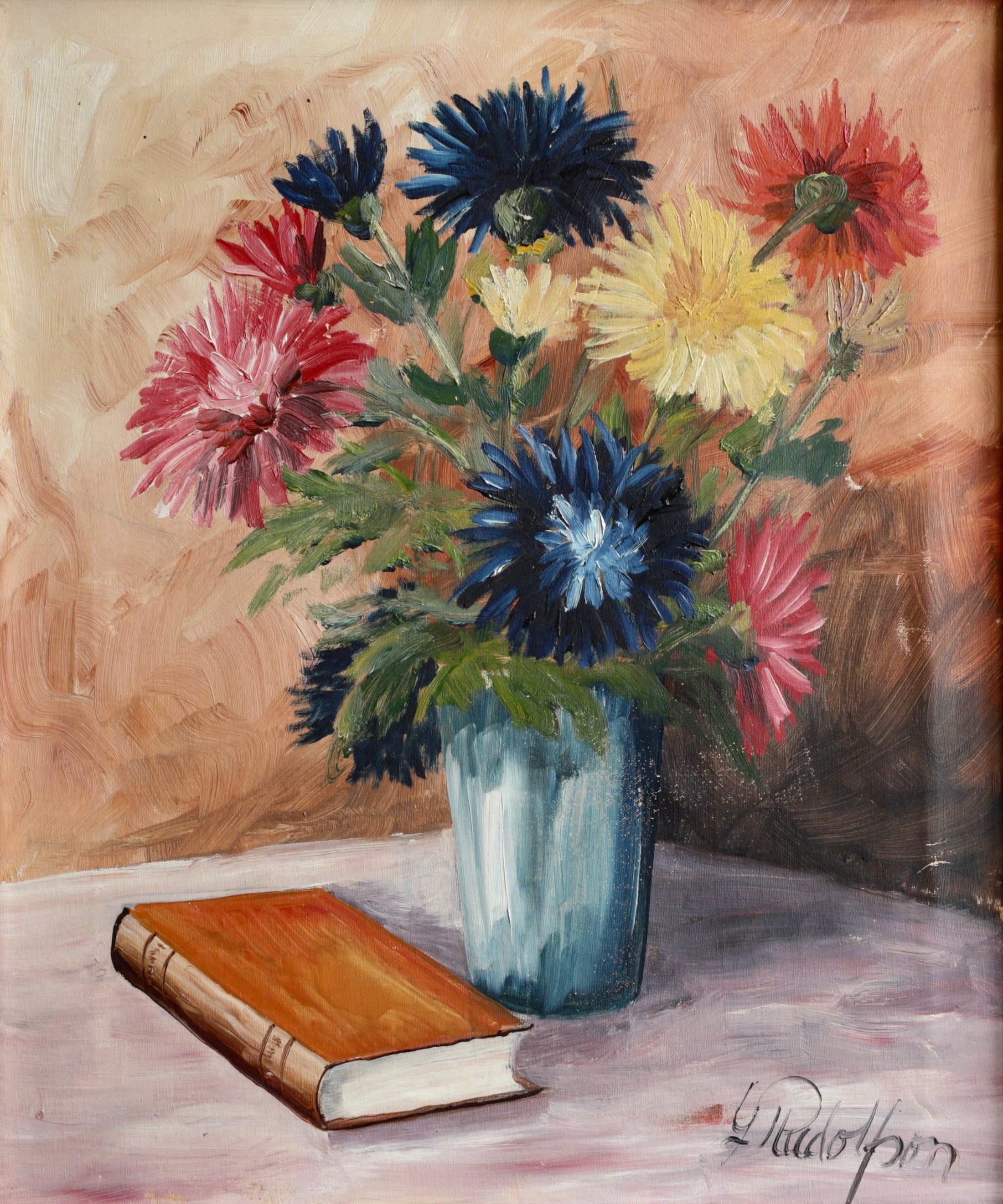 Vintage Mid Century Original Floral Still Life from Sweden