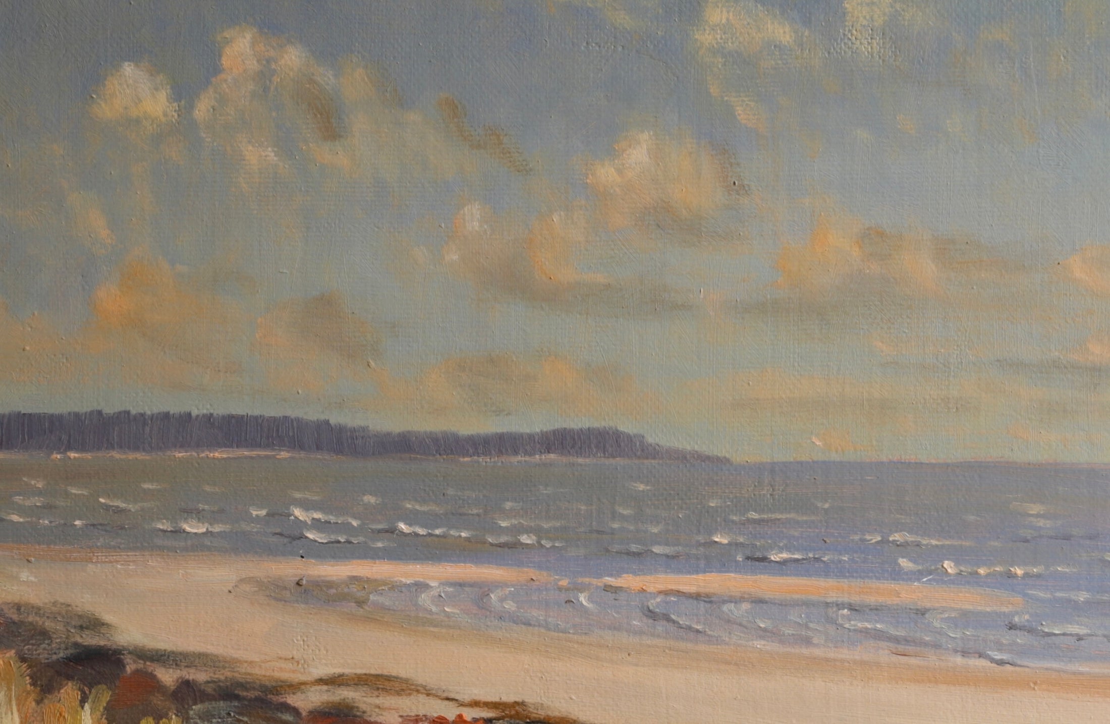 Vintage Mid Century Original Coastal Oil Painting from Sweden