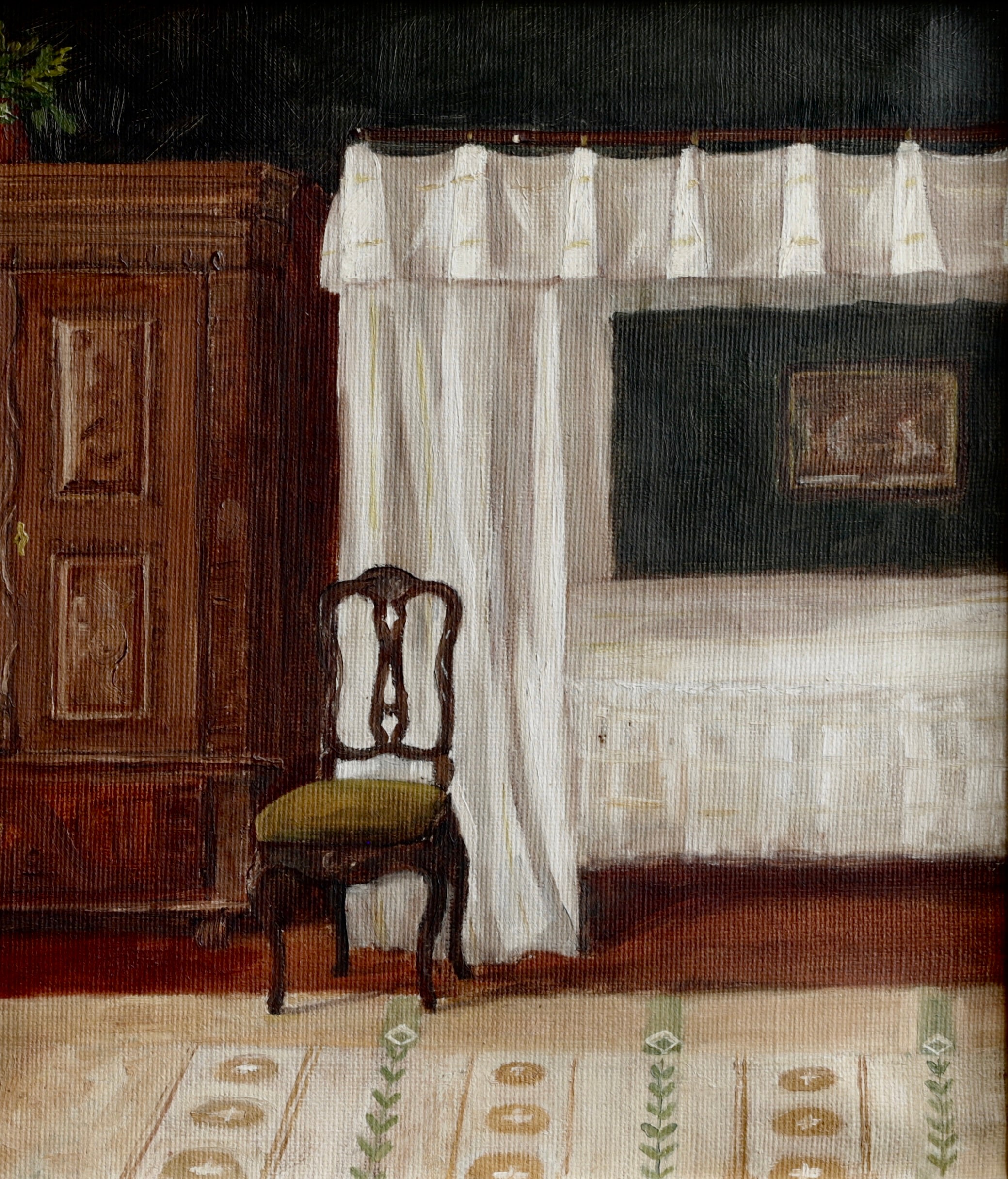 Vintage Art Original Interior Oil Painting from Sweden