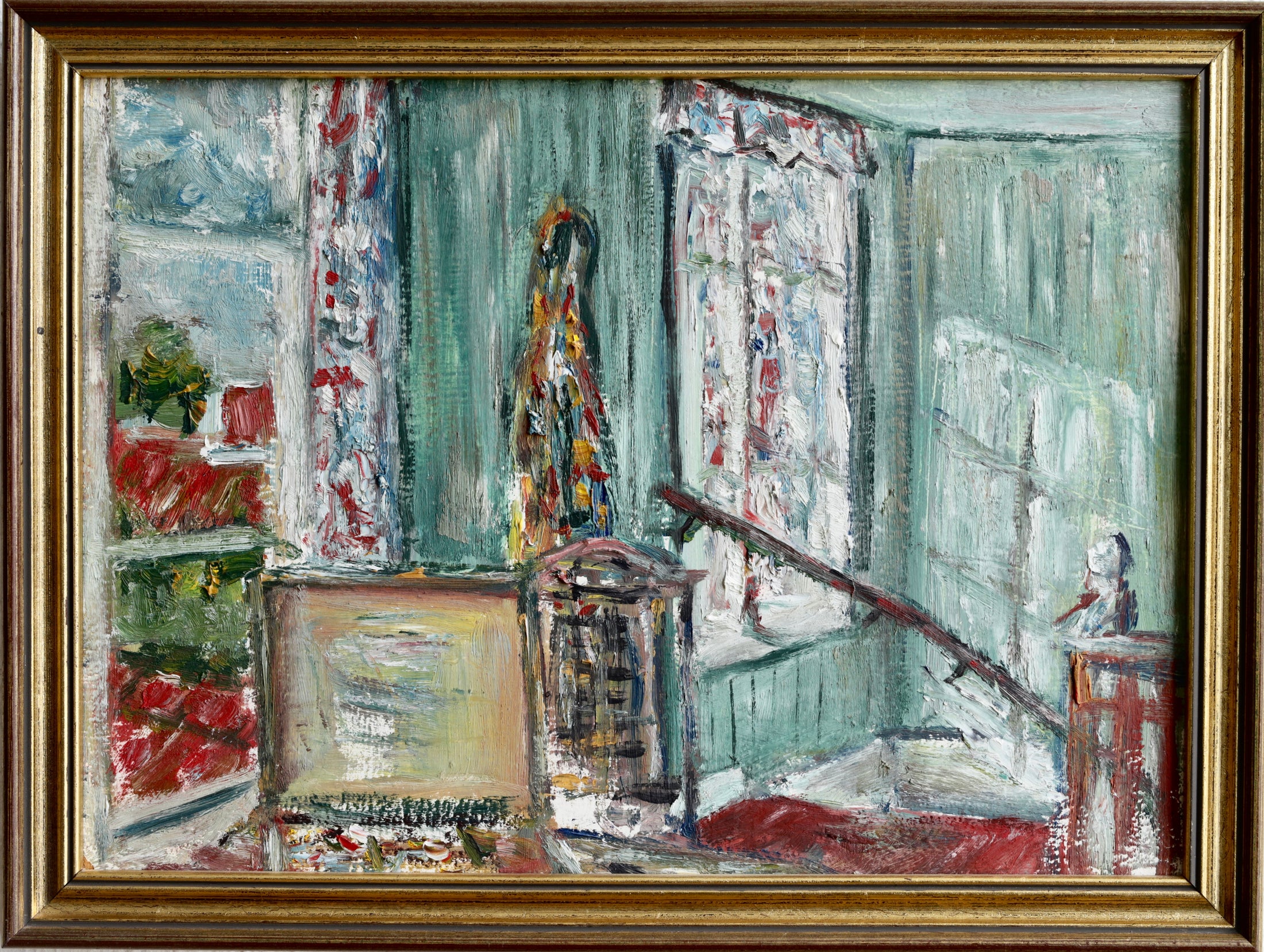 Vintage Art Original Interior Oil Painting from Sweden