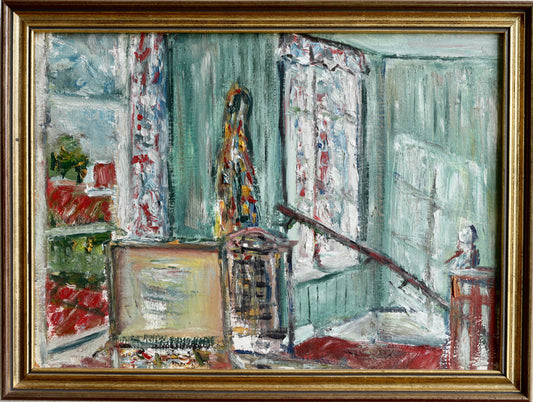 Vintage Art Original Interior Oil Painting from Sweden